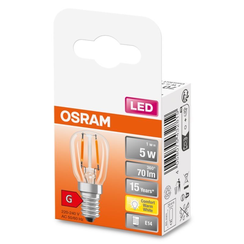 Osram Spesiell T LED E14 Rørformet Filament Klar 1.6W 50lm - 824 Ekstra Varm Hvit | Erstatter 5W