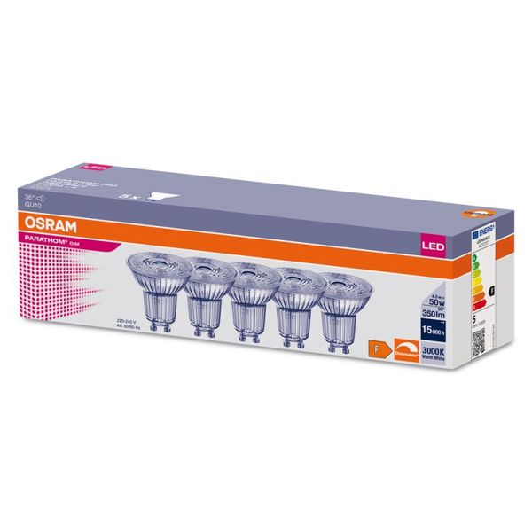 Osram Parathom LED spot GU10 PAR16 4.5W 350lm 36D - 930 varm hvi
